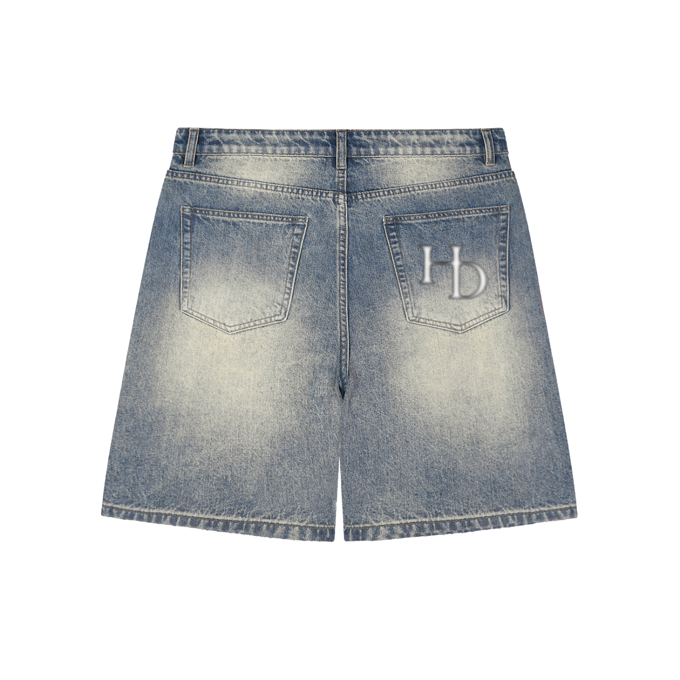 “Judged By God” Faded Distressed Baggy Denim Jorts