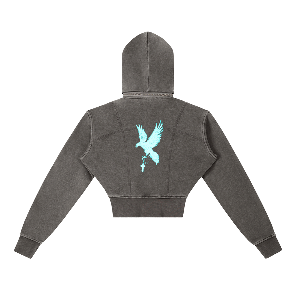 Vintage Washed Cropped Fleece Hoodie