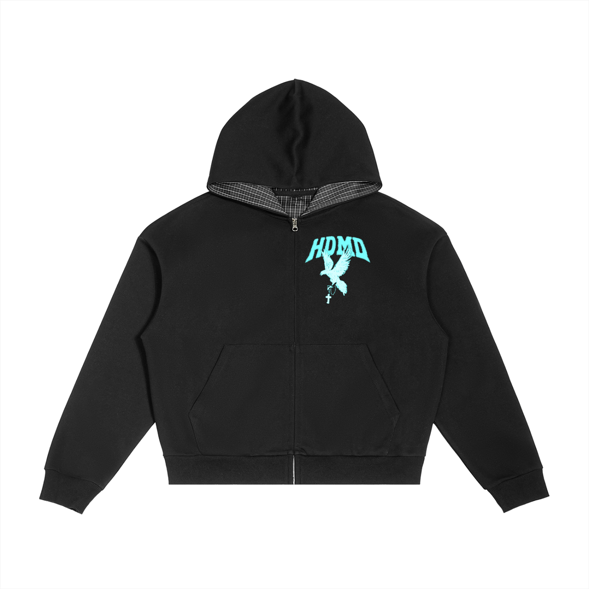 HDMD Logo "Plaid Boxy Zip Hoodie"