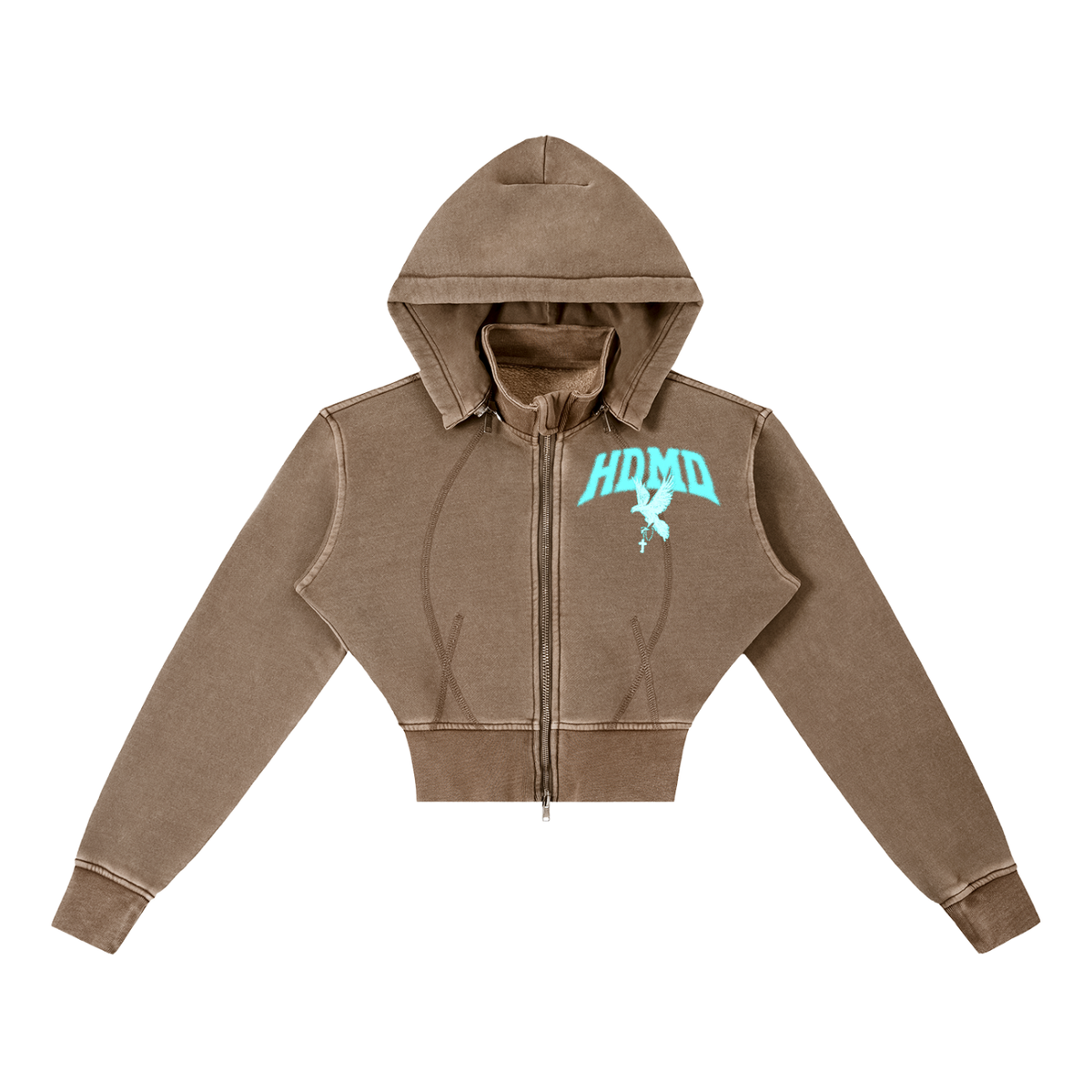 Vintage Washed Cropped Fleece Hoodie