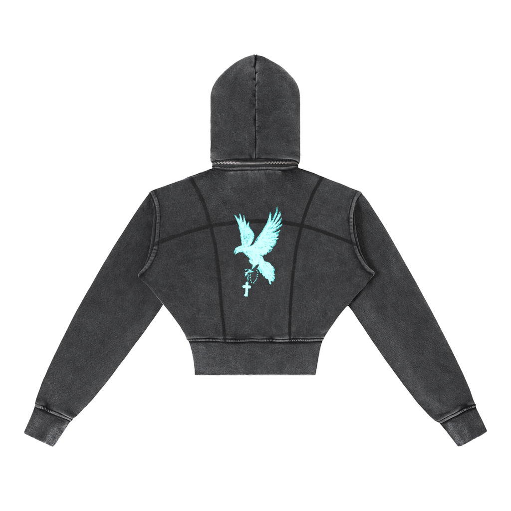 Vintage Washed Cropped Fleece Hoodie