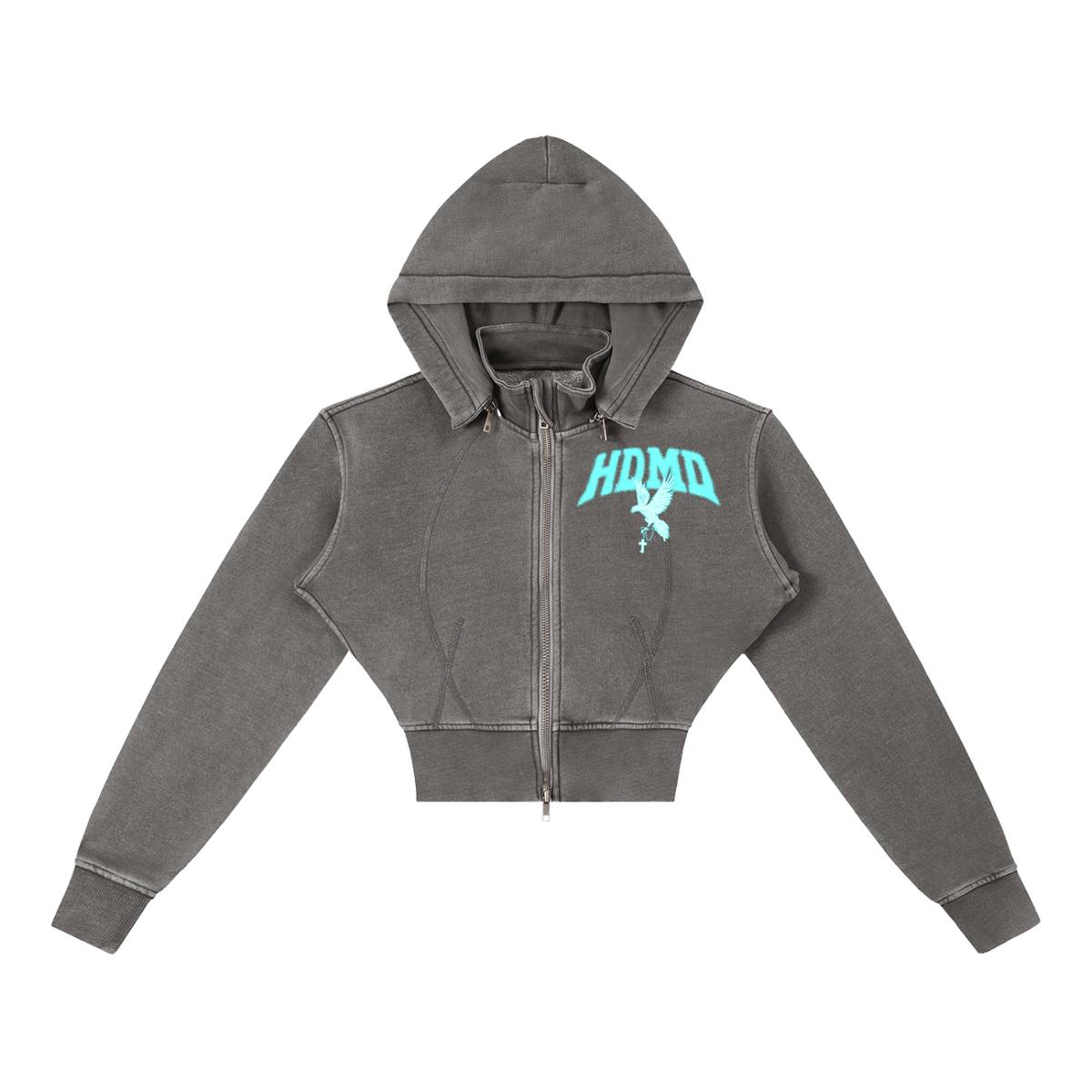 Vintage Washed Cropped Fleece Hoodie